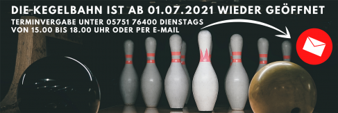 Hinweis auf die Kegelbahn im Dorfgemeinschaftshaus